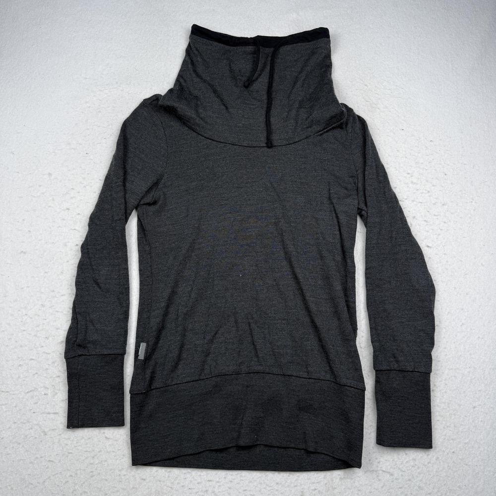 Icebreaker Sweatshirt Womens Medium Gray Merino Wool Cowl Neck Pullover